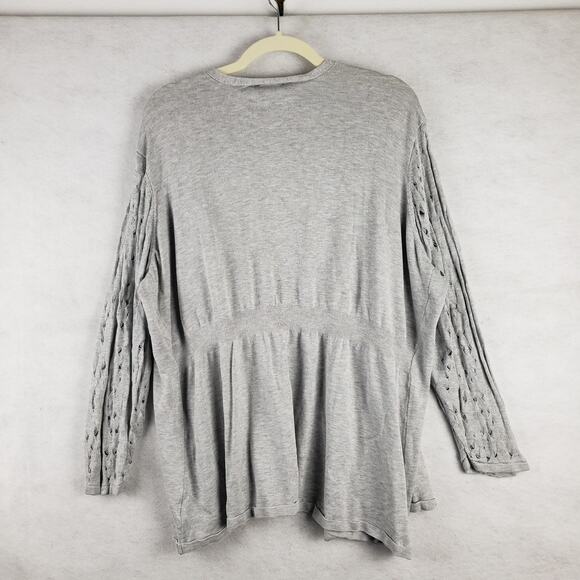 Maurices Women's 3X Open Front Cardigan Sweater Light Gray Pointelle Knit Sleeve - Picture 9 of 9